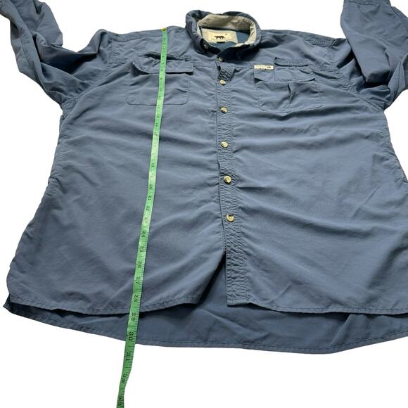 DAKOTA GRIZZLY Fishing Shirt in Slate Blue Roll Tab Sleeve XXL Mens *READ* - Picture 7 of 10